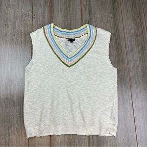Y2K Talbots Sweater Vest Linen Blend Cricket V-Neck Size S White